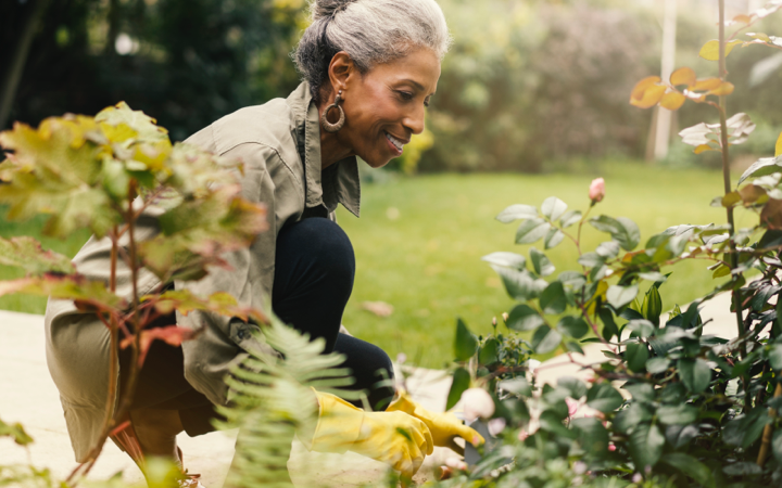 Older woman gardening