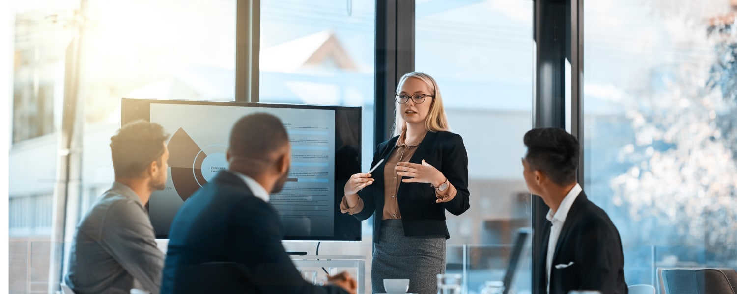 woman leading financial presentation