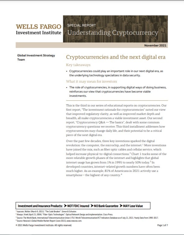 Cover of report titled:  Understanding Cryptocurrency